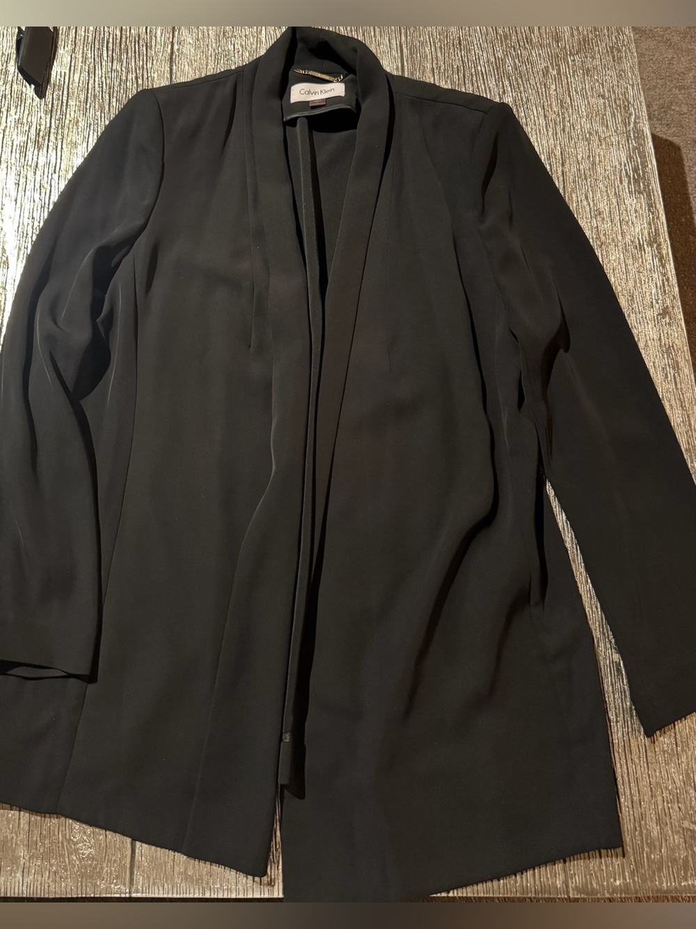 Calvin Klein Black Longline Open-Front Blazer